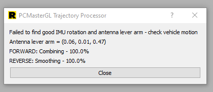 Screenshot - PCMaster Failed Trajectory Error